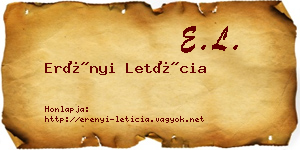 Erényi Letícia névjegykártya